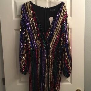 Eloquii Vibrant Sequin Striped Jumpsuit